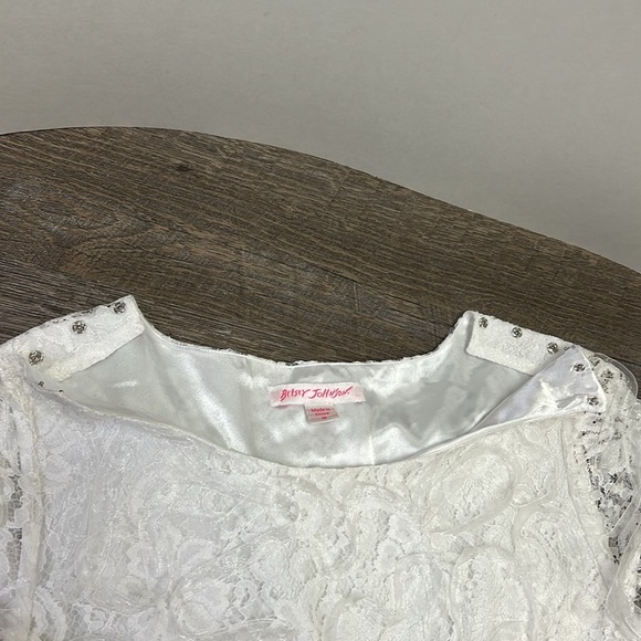 Betsy Johnson Vintage Lace Overlayed Cap Sleeve Mini Dress Size 10 - Picture 5 of 13